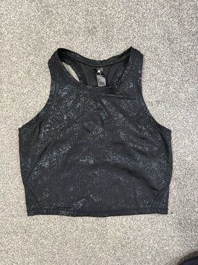 Black Speckled Racerback Crop Tank